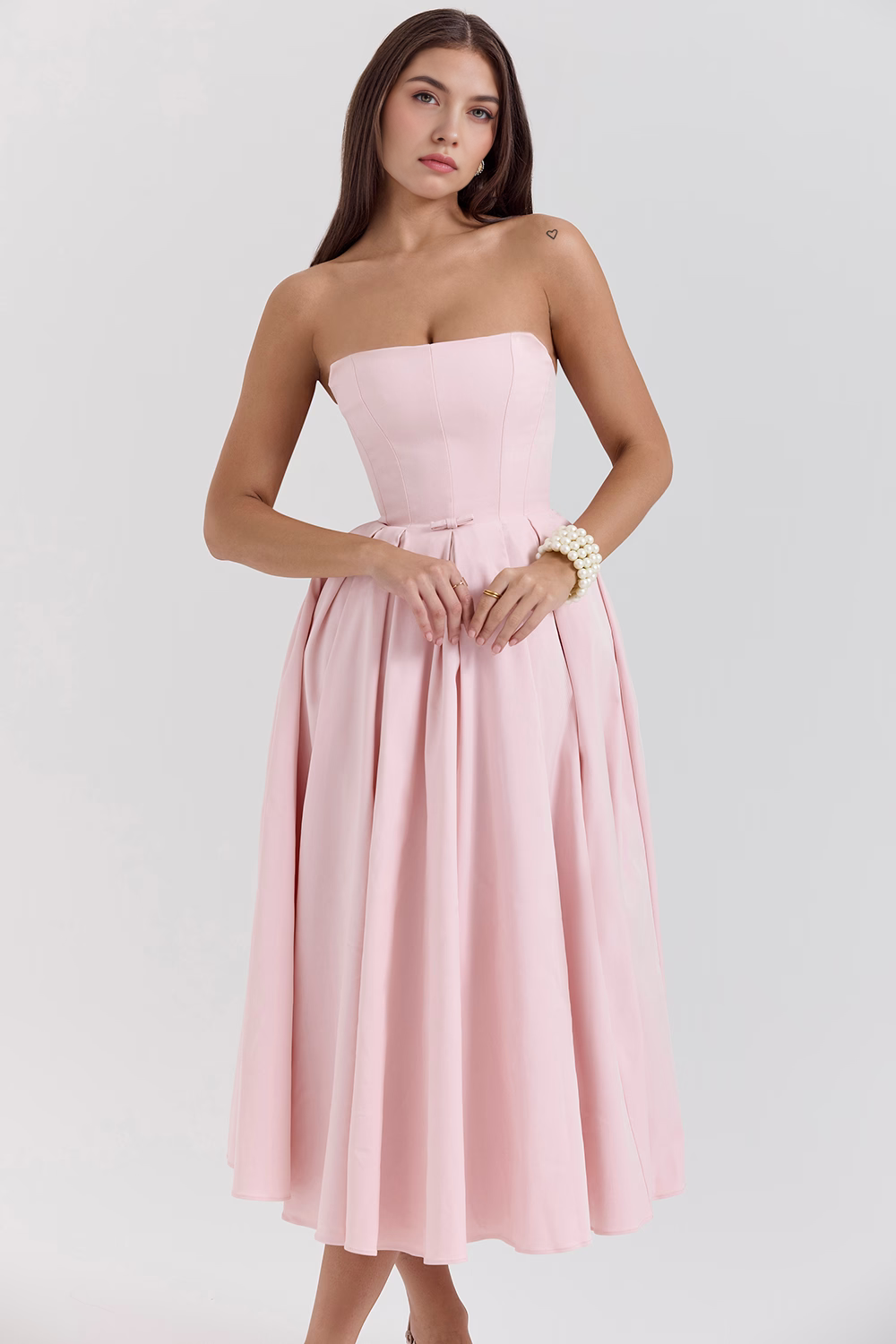 Marivelle – Strapless pleated – Midi dress-15260068446581-Mirella Fiore