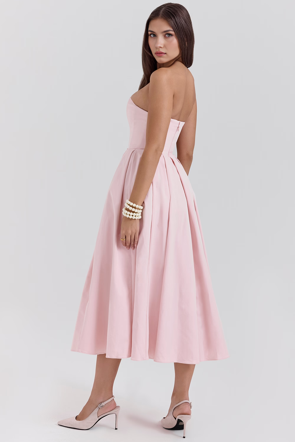 Marivelle – Strapless pleated – Midi dress-15260068446581-Mirella Fiore
