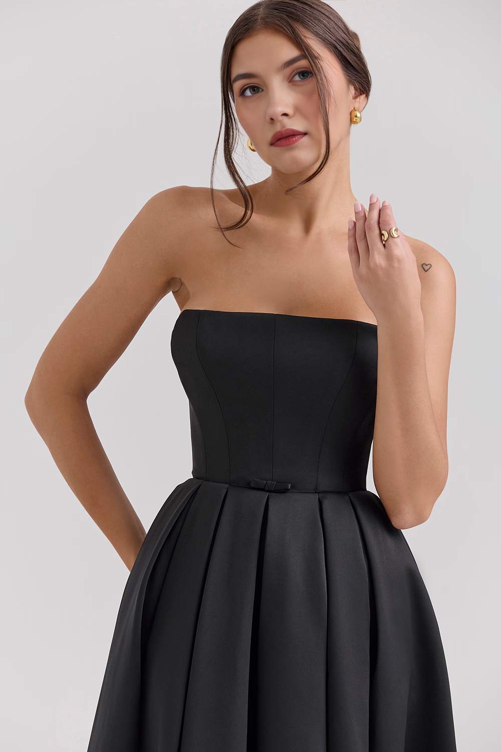 Marivelle – Strapless pleated – Midi dress-15260068446581-Mirella Fiore
