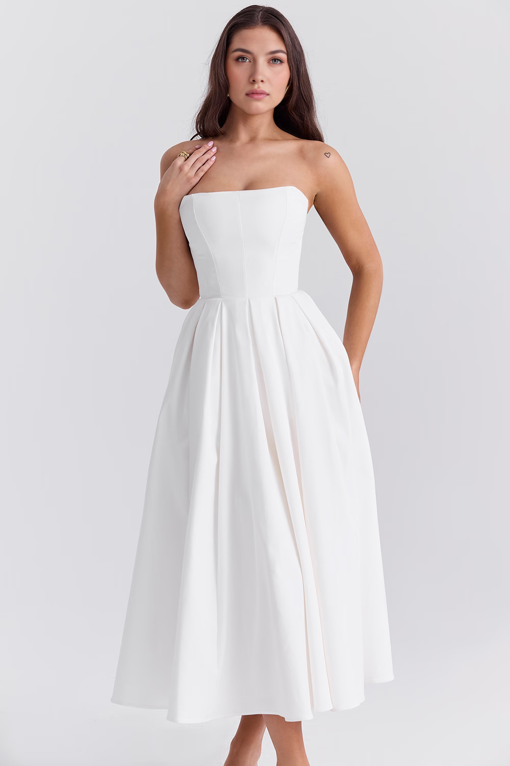Marivelle – Strapless pleated – Midi dress-15260068446581-Mirella Fiore