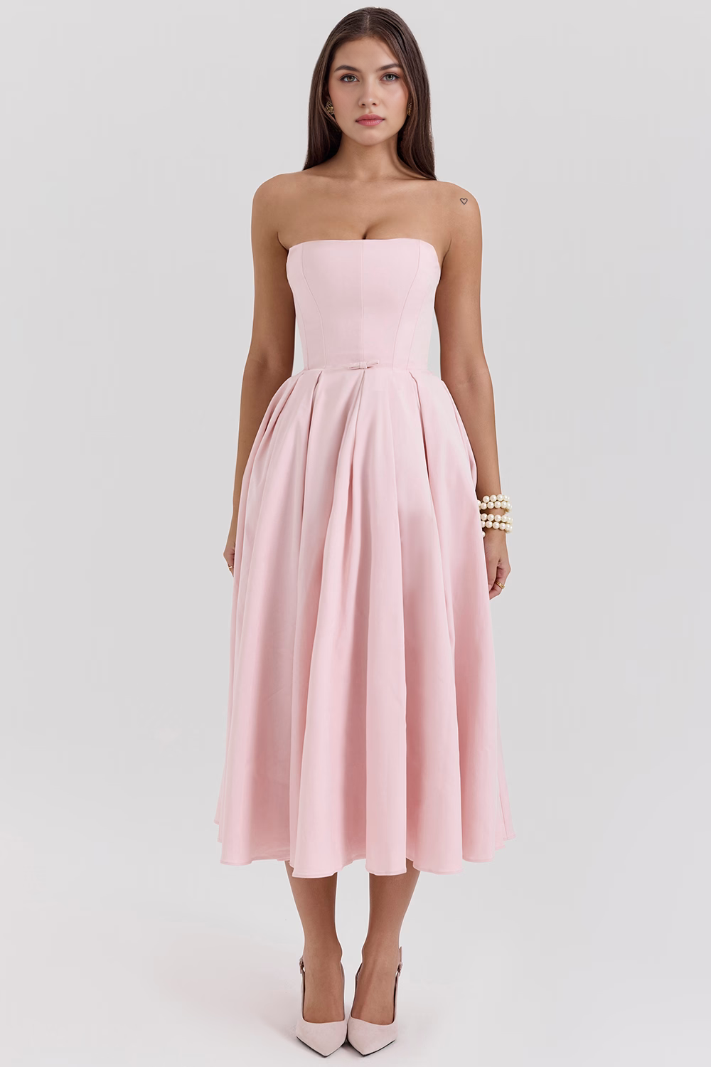 Marivelle – Strapless pleated – Midi dress-15260068446581-Mirella Fiore