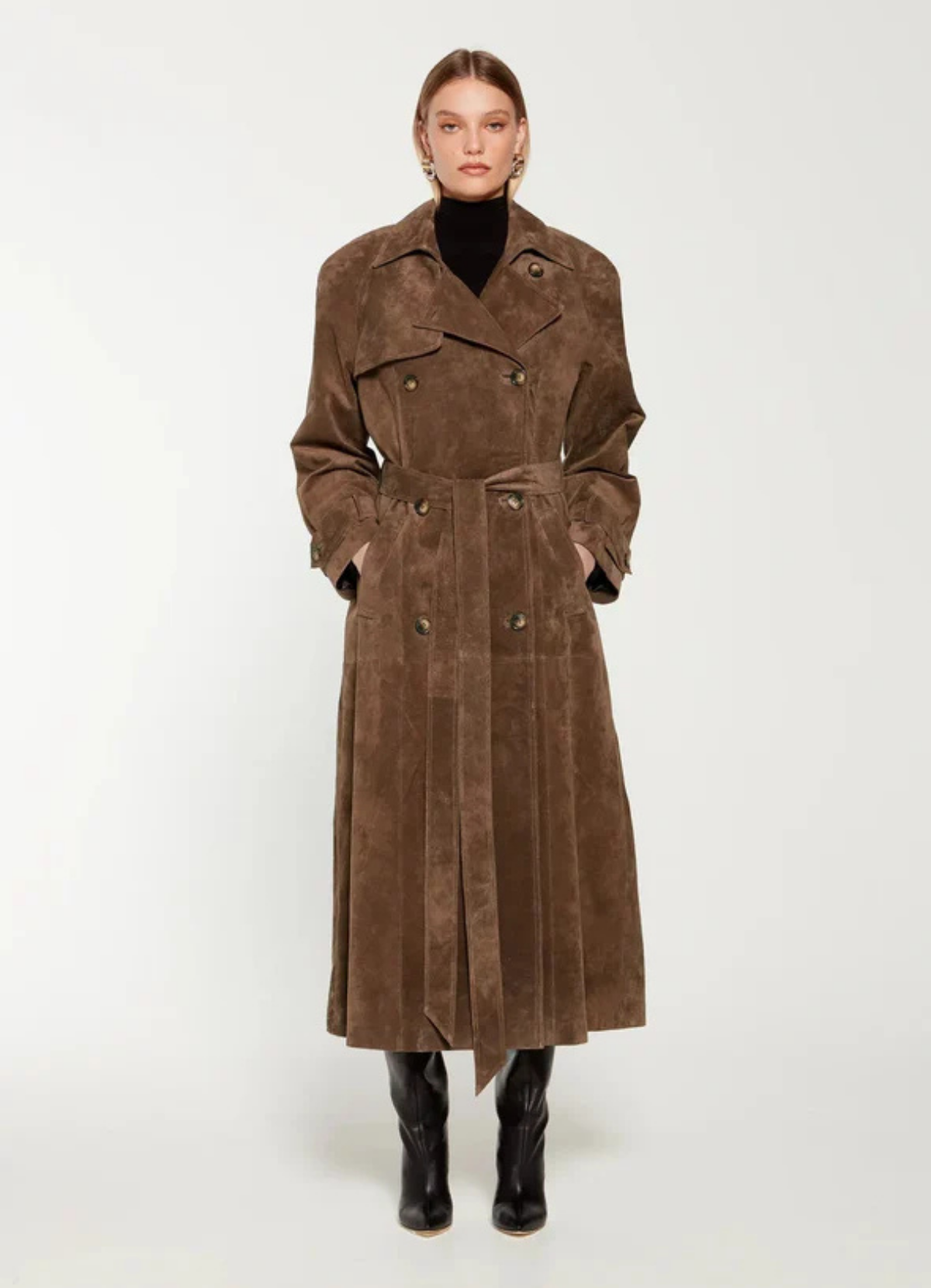 Mariza – Suede trench coat – Double-breasted belt detail-15354813415797-Mirella Fiore