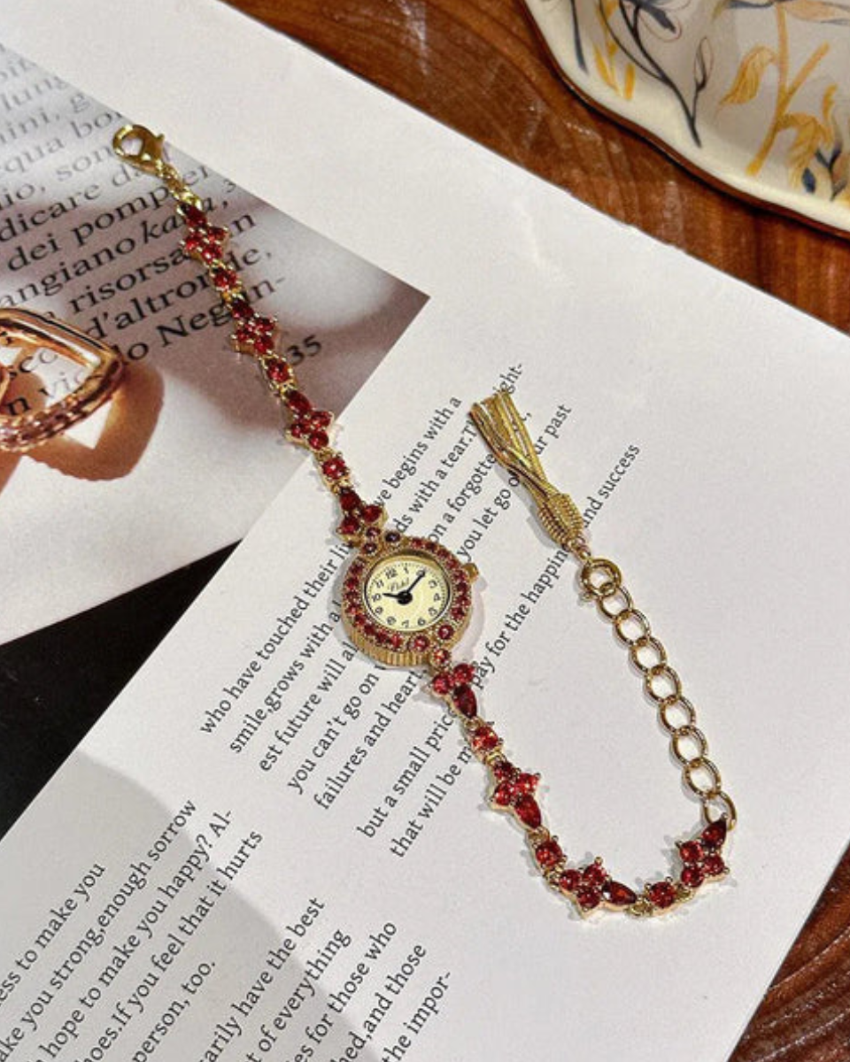 Matilde – Red gemstone accents – Vintage watch-15233937146229-Nancy & Mae Savannah