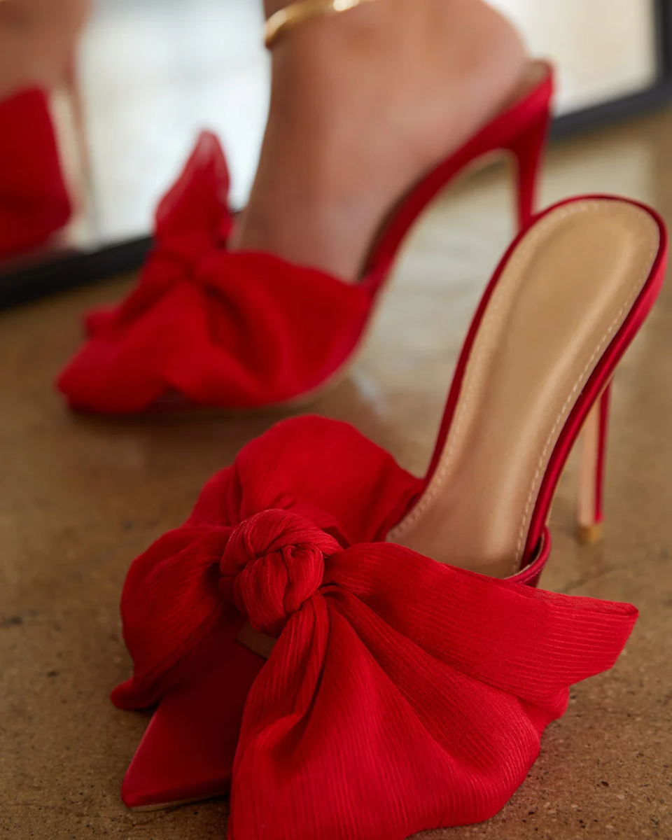 Melodia – Slip-on design – Oversized bow mule heels-15133991338357-Mirella Fiore