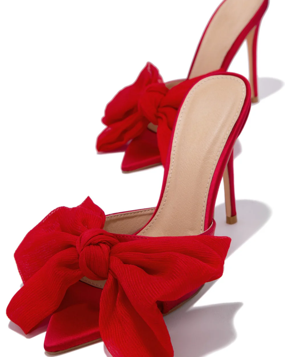 Melodia – Slip-on design – Oversized bow mule heels-15133991338357-Mirella Fiore