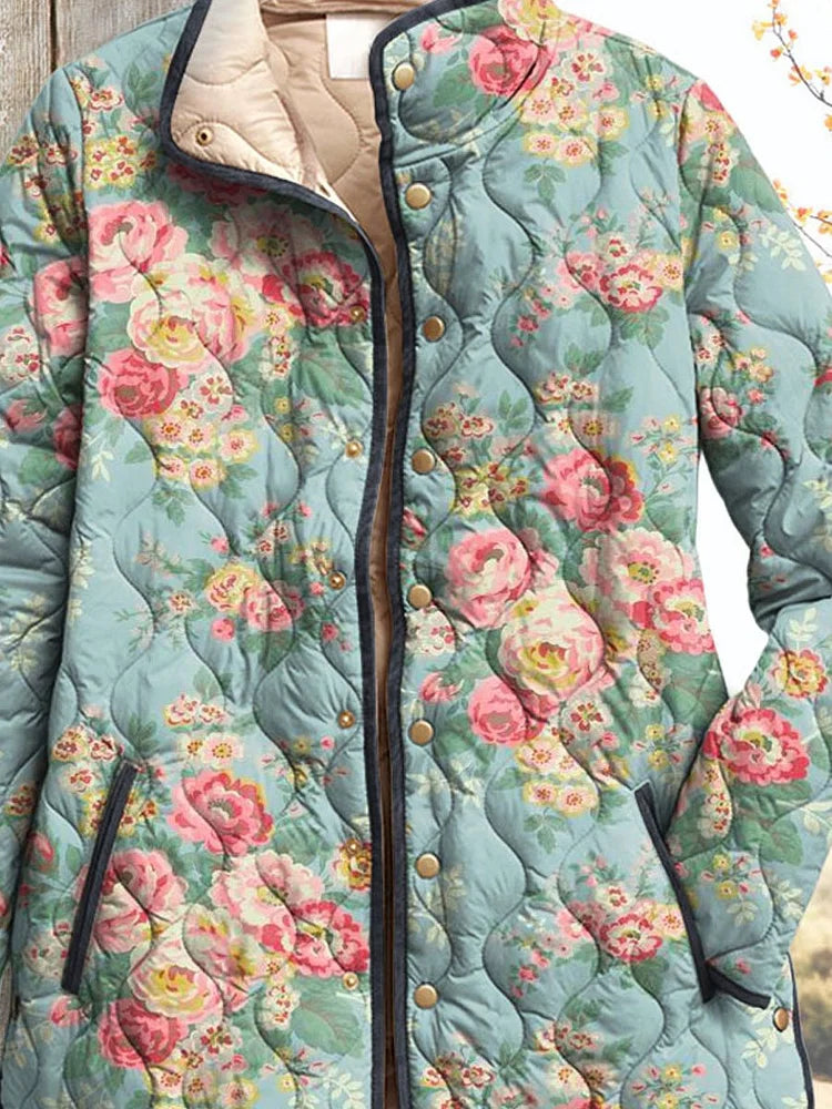 Mia - Quilted Floral Print Women's Jacket-15549061529973-Mirella Fiore