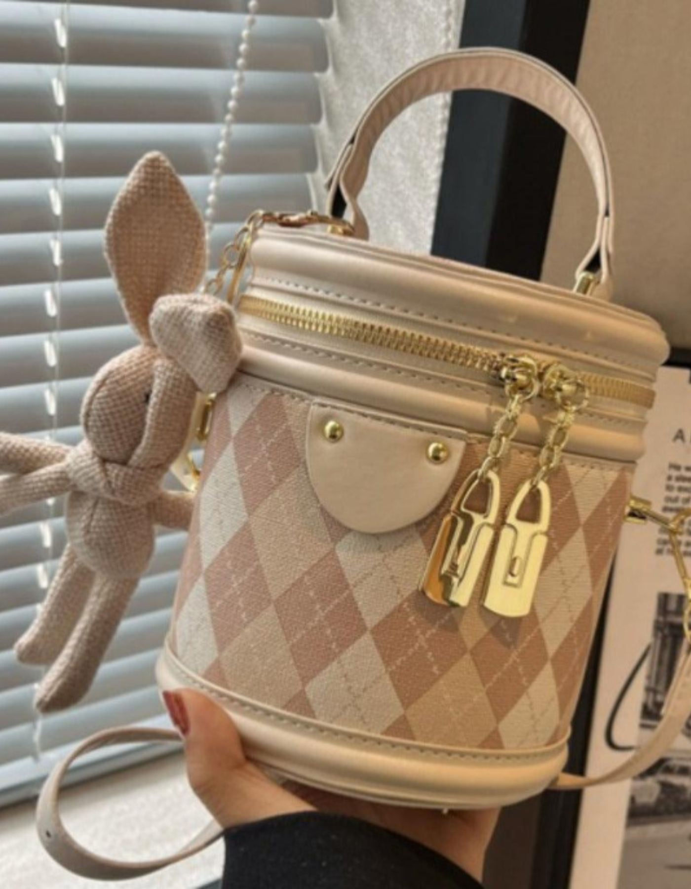 Minivière – Argyle bunny accent – Crossbody handbag-15209173877109-Mirella Fiore