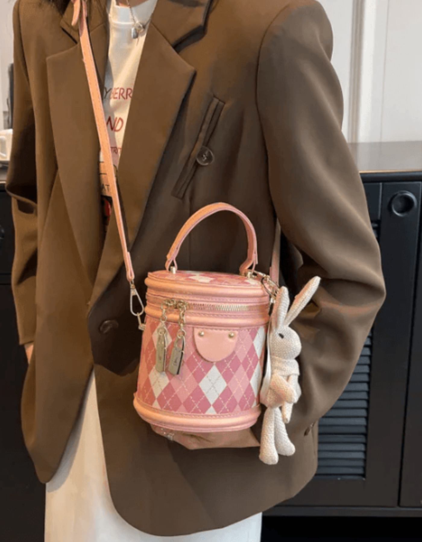 Minivière – Argyle bunny accent – Crossbody handbag-15209173877109-Mirella Fiore