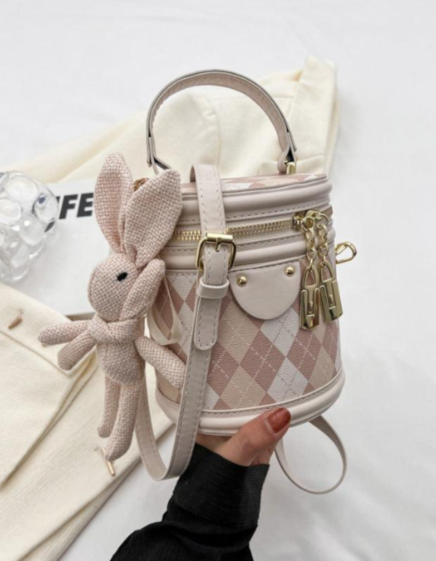 Minivière – Argyle bunny accent – Crossbody handbag-15209173877109-Mirella Fiore