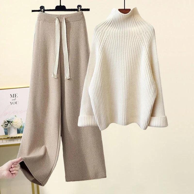 Mira - Elegant Knit Set with Turtleneck Sweater-15553173815669-Mirella Fiore
