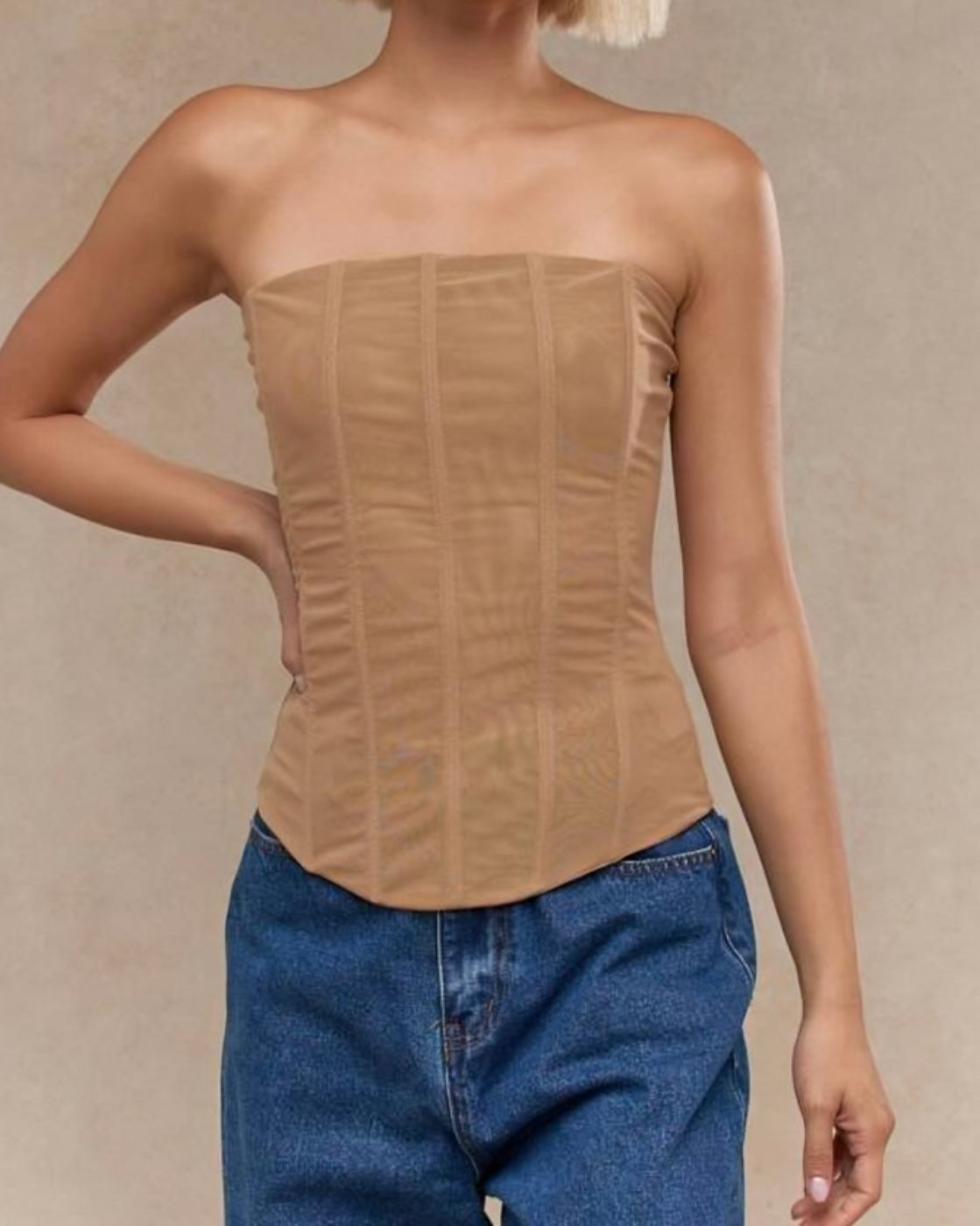 Mira – Sheer ruched – Strapless corset top-15133852795253-Mirella Fiore