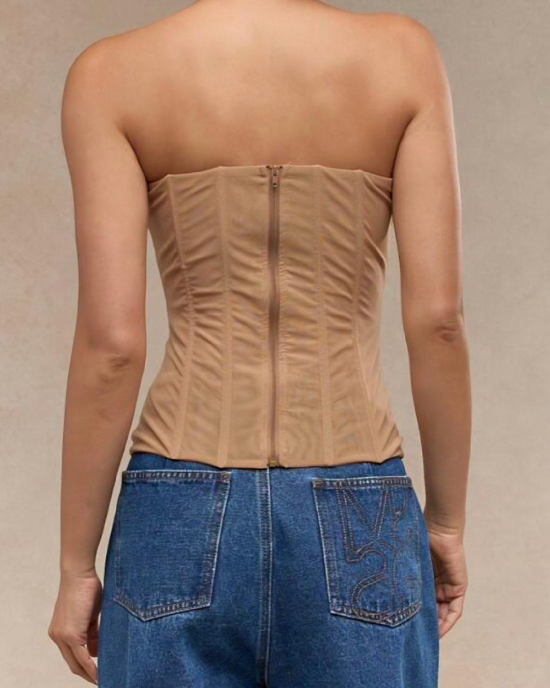 Mira – Sheer ruched – Strapless corset top-15133852795253-Mirella Fiore