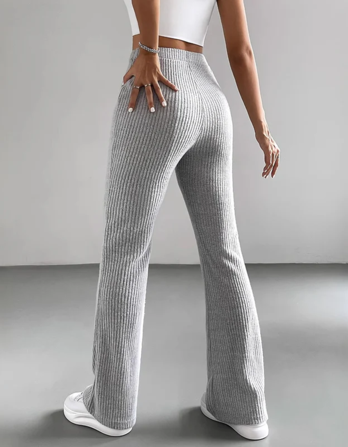 Mirelluna – Ribbed texture – Flared lounge trousers-15133852107125-Mirella Fiore