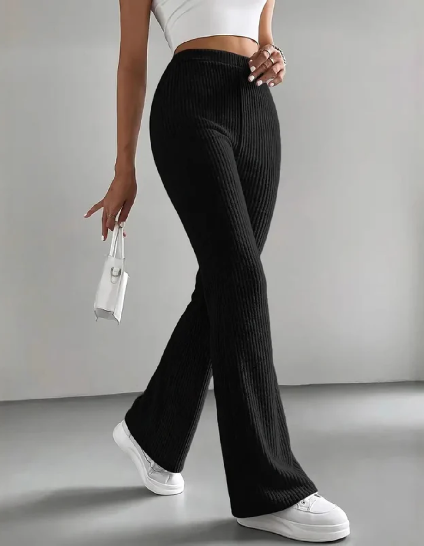 Mirelluna – Ribbed texture – Flared lounge trousers-15133852107125-Mirella Fiore
