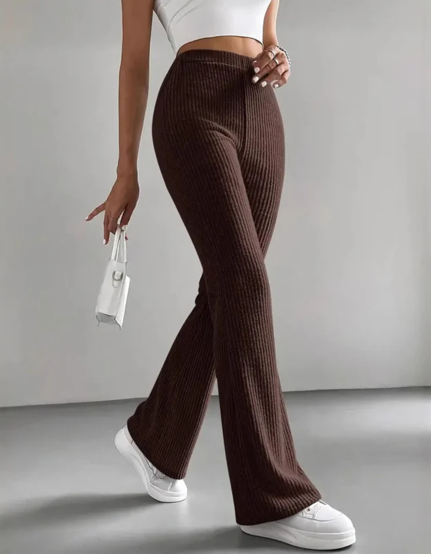 Mirelluna – Ribbed texture – Flared lounge trousers-15133852107125-Mirella Fiore
