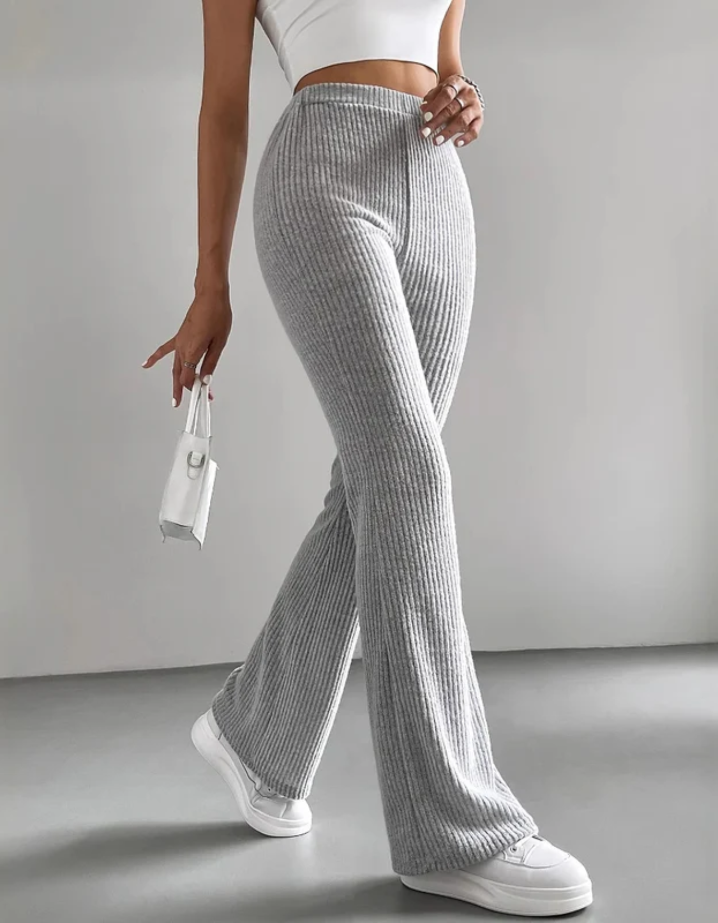 Mirelluna – Ribbed texture – Flared lounge trousers-15133852107125-Mirella Fiore