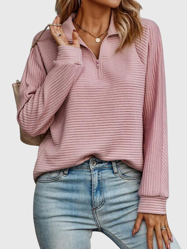 Molly - Elegant Half-Zip Sweater-15547990737269-Mirella Fiore