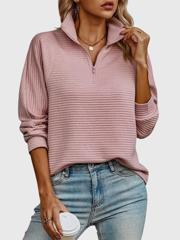 Molly - Elegant Half-Zip Sweater-15547990737269-Mirella Fiore