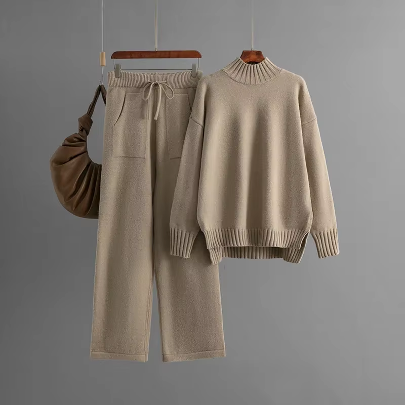 Nia - Elegant Set with Long-Sleeved Blouse and Straight Pants-15553174176117-Mirella Fiore