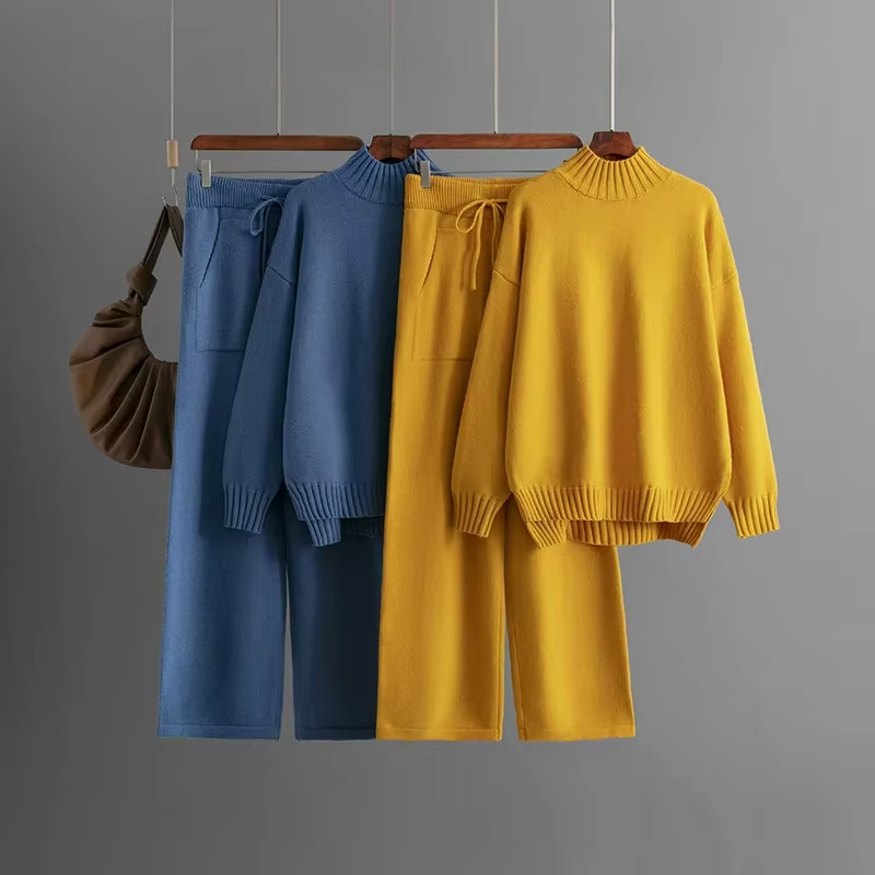 Nia - Elegant Set with Long-Sleeved Blouse and Straight Pants-15553174176117-Mirella Fiore