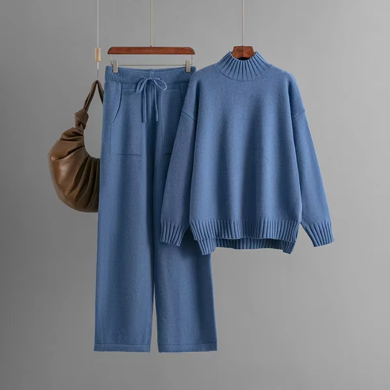Nia - Elegant Set with Long-Sleeved Blouse and Straight Pants-15553174176117-Mirella Fiore