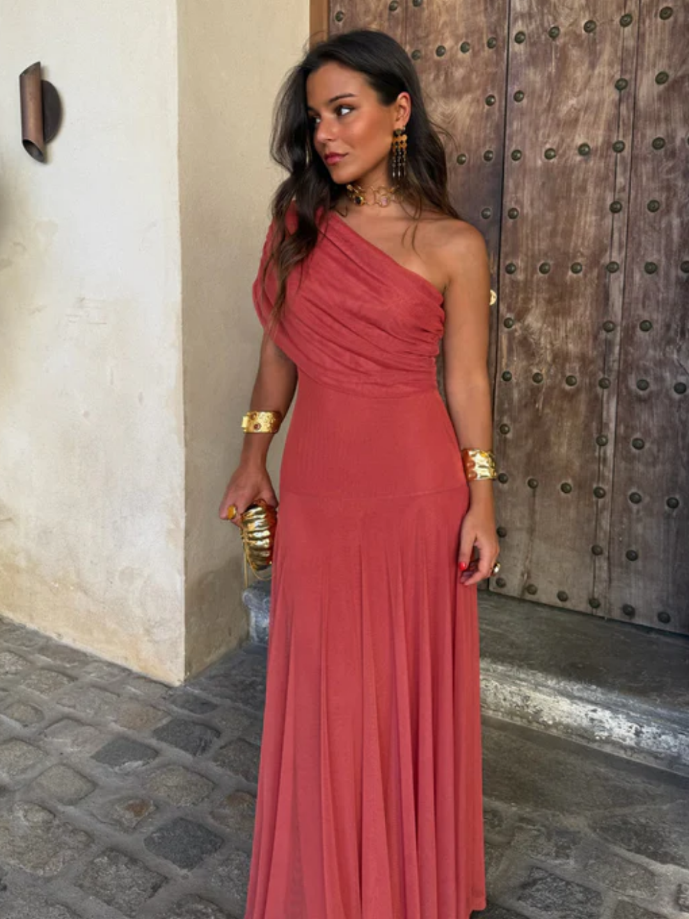 Noveria – Sculpted drape – One-shoulder maxi dress-15352782061941-Mirella Fiore