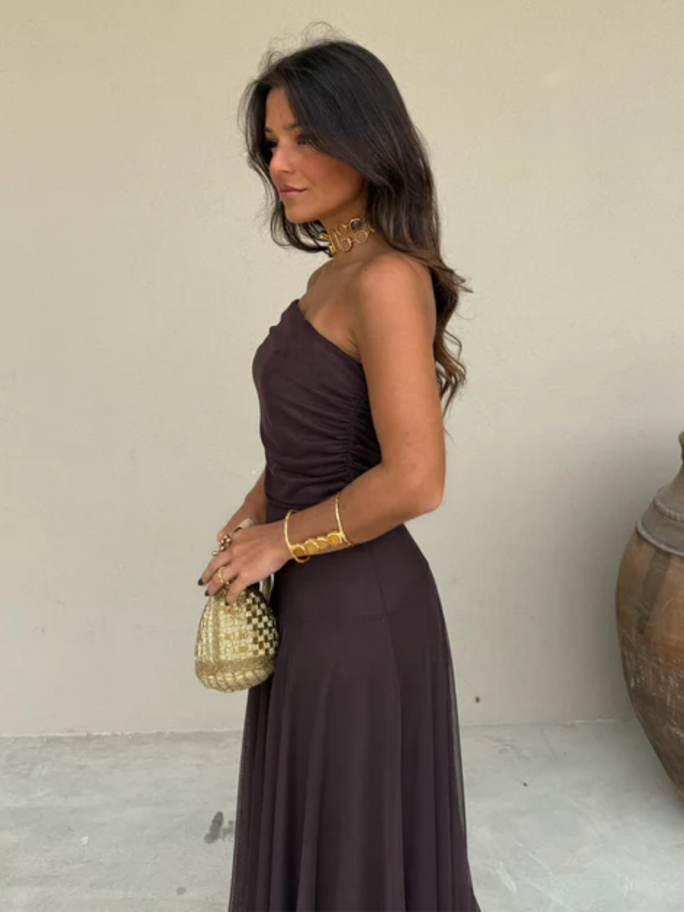 Noveria – Sculpted drape – One-shoulder maxi dress-15352782061941-Mirella Fiore