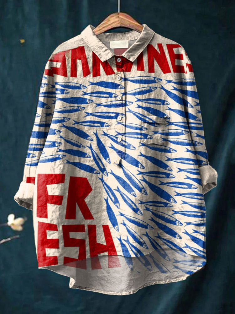 Ocean - Fresh Sardines Print Shirt-15542213902709-Mirella Fiore