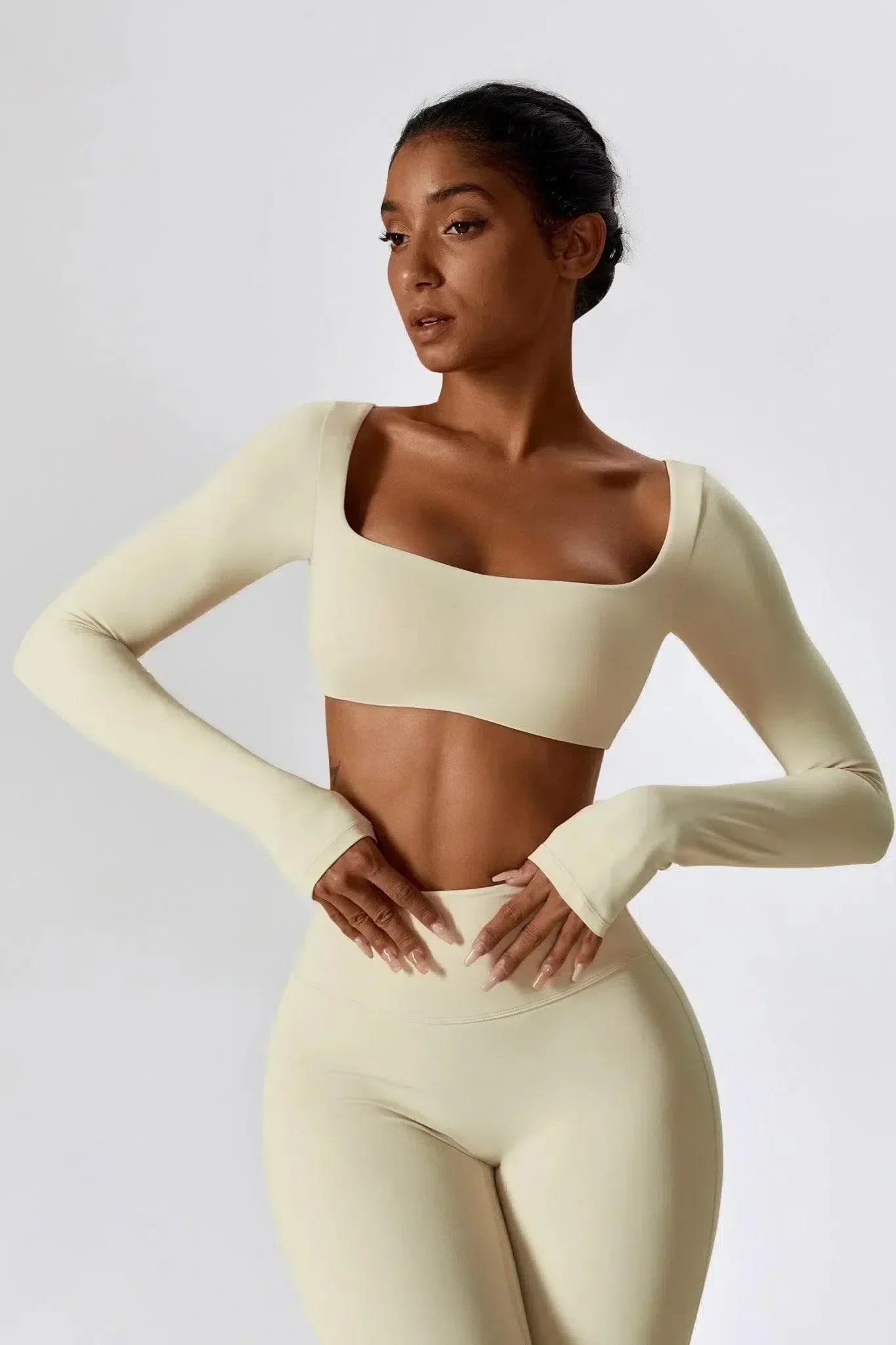 Oceane – Square neckline – Crop top & leggings set-15133675716981-Mirella Fiore
