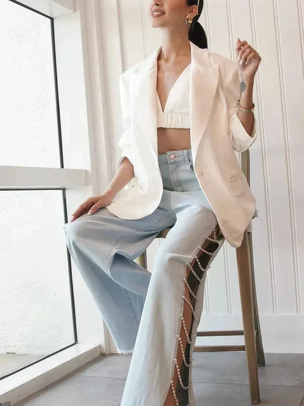 Olivetta – Cut-out design – Wide leg jeans-15133700096373-Mirella Fiore