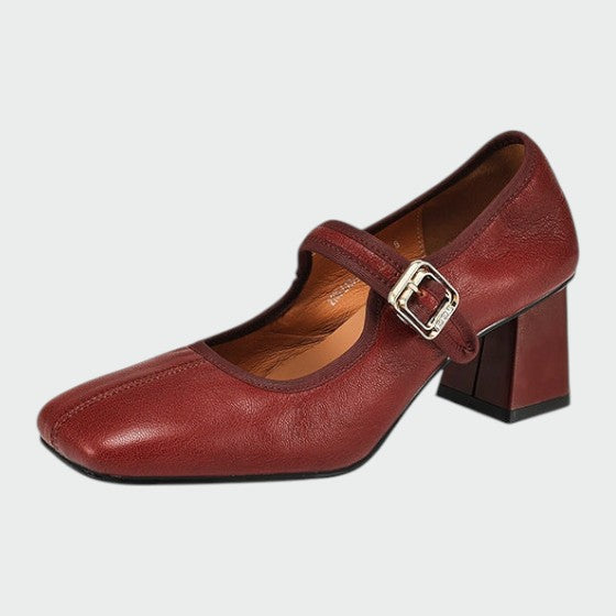 Olivia - Block-Heel Buckle Mary Jane Shoes-15519661359477-Mirella Fiore