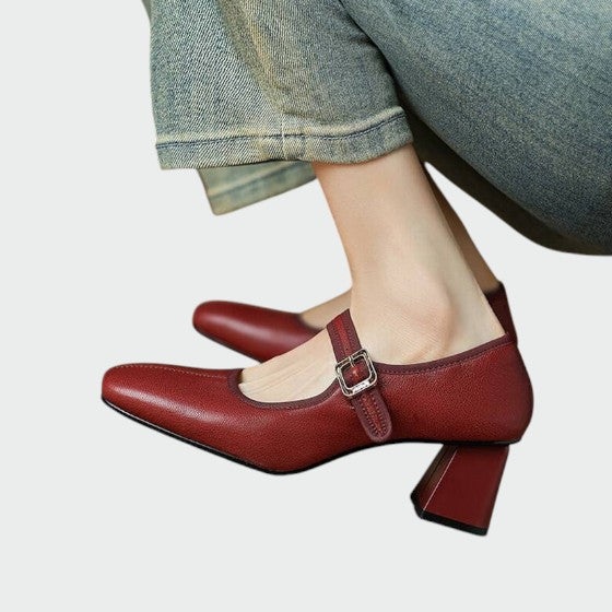 Olivia - Block-Heel Buckle Mary Jane Shoes-15519661359477-Mirella Fiore