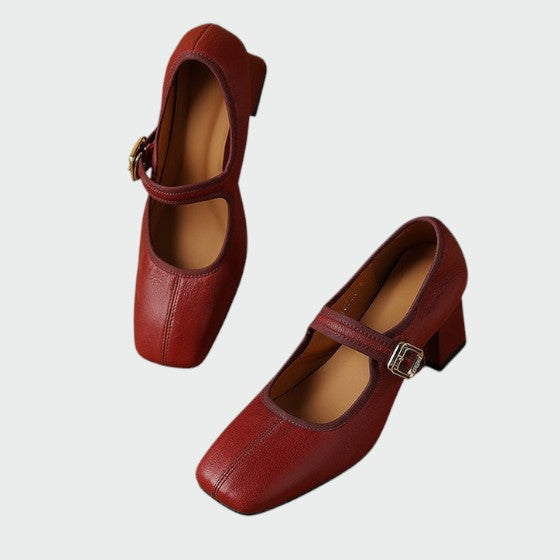 Olivia - Block-Heel Buckle Mary Jane Shoes-15519661359477-Mirella Fiore