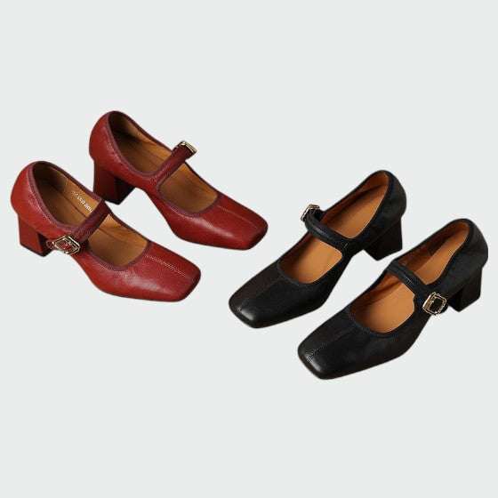 Olivia - Block-Heel Buckle Mary Jane Shoes-15519661359477-Mirella Fiore