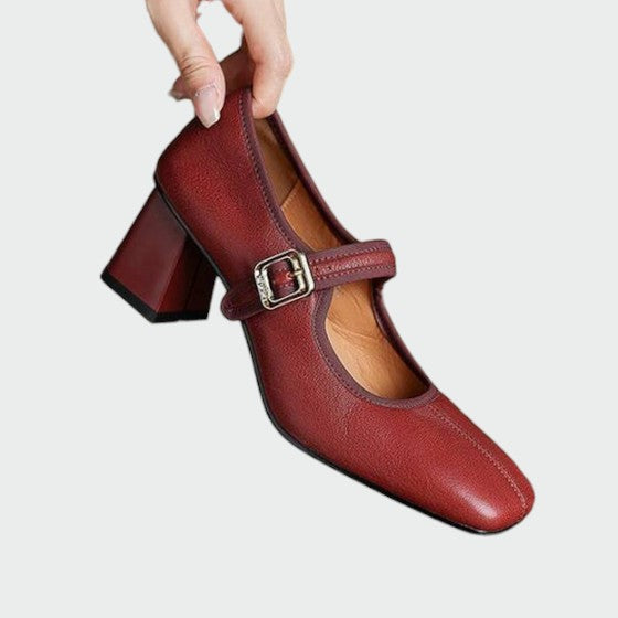 Olivia - Block-Heel Buckle Mary Jane Shoes-15519661359477-Mirella Fiore