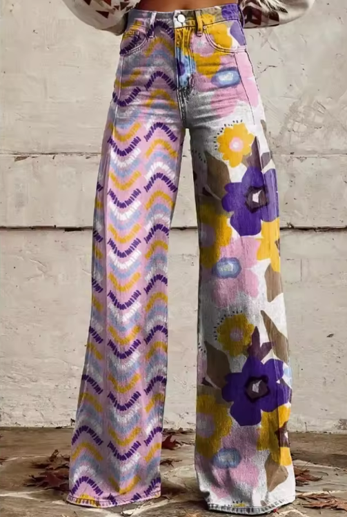 Paisley - Vintage Boho Artistic Flare Pants-15531074224501-Mirella Fiore
