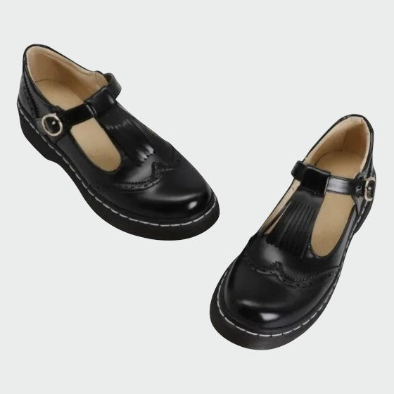 Paloma - Elegante T-Bar Leather Shoes-15519661130101-Mirella Fiore
