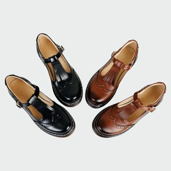 Paloma - Elegante T-Bar Leather Shoes-15519661130101-Mirella Fiore
