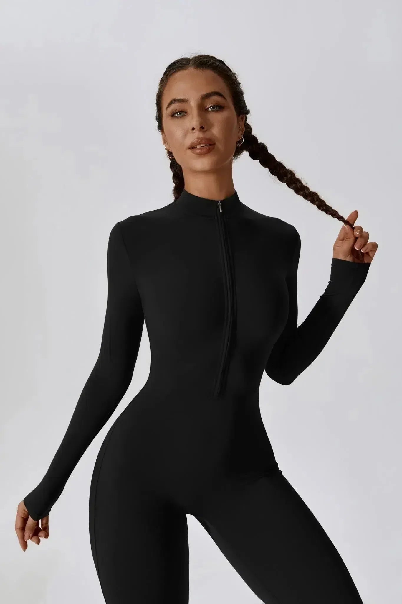 Paola – High-neck zip – Long-sleeve jumpsuit-15134026400117-Mirella Fiore