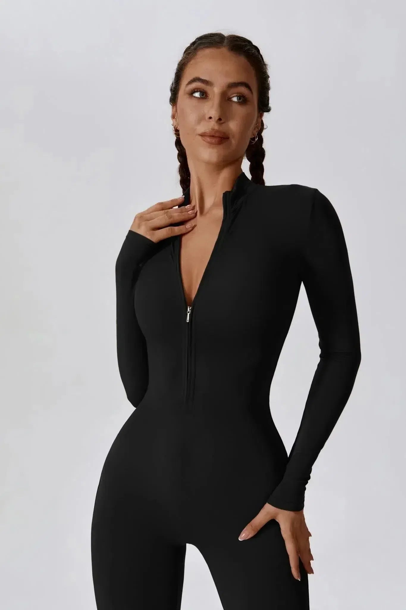 Paola – High-neck zip – Long-sleeve jumpsuit-15134026400117-Mirella Fiore