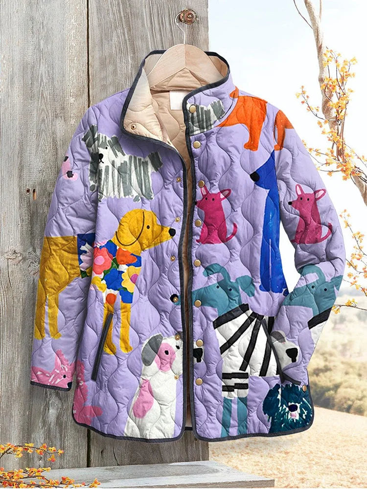 Pathy - Women's Casual Jacket with Dog Print-15549061890421-Mirella Fiore