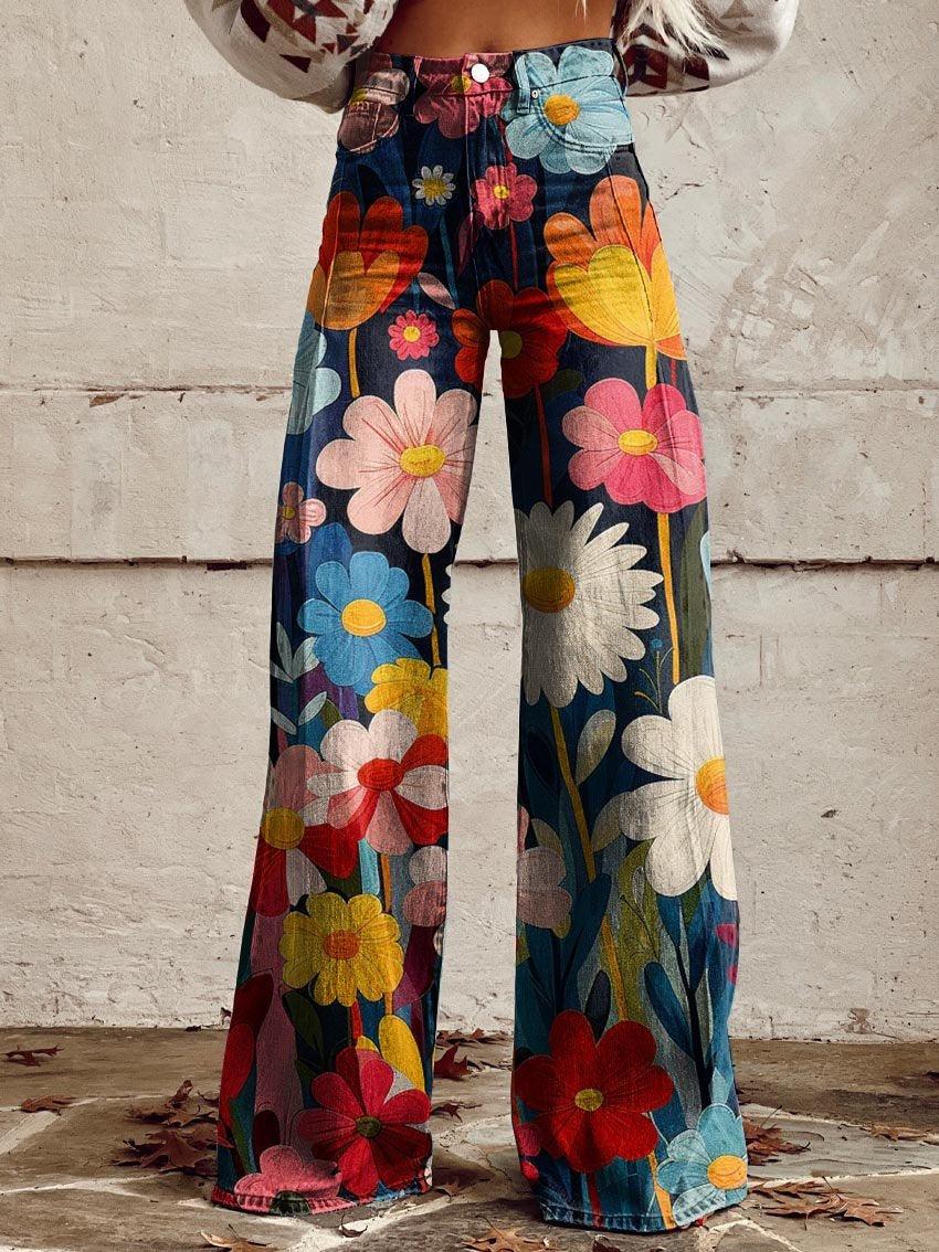 Poppy - Retro Garden Wide-Leg Pants-15531073732981-Mirella Fiore