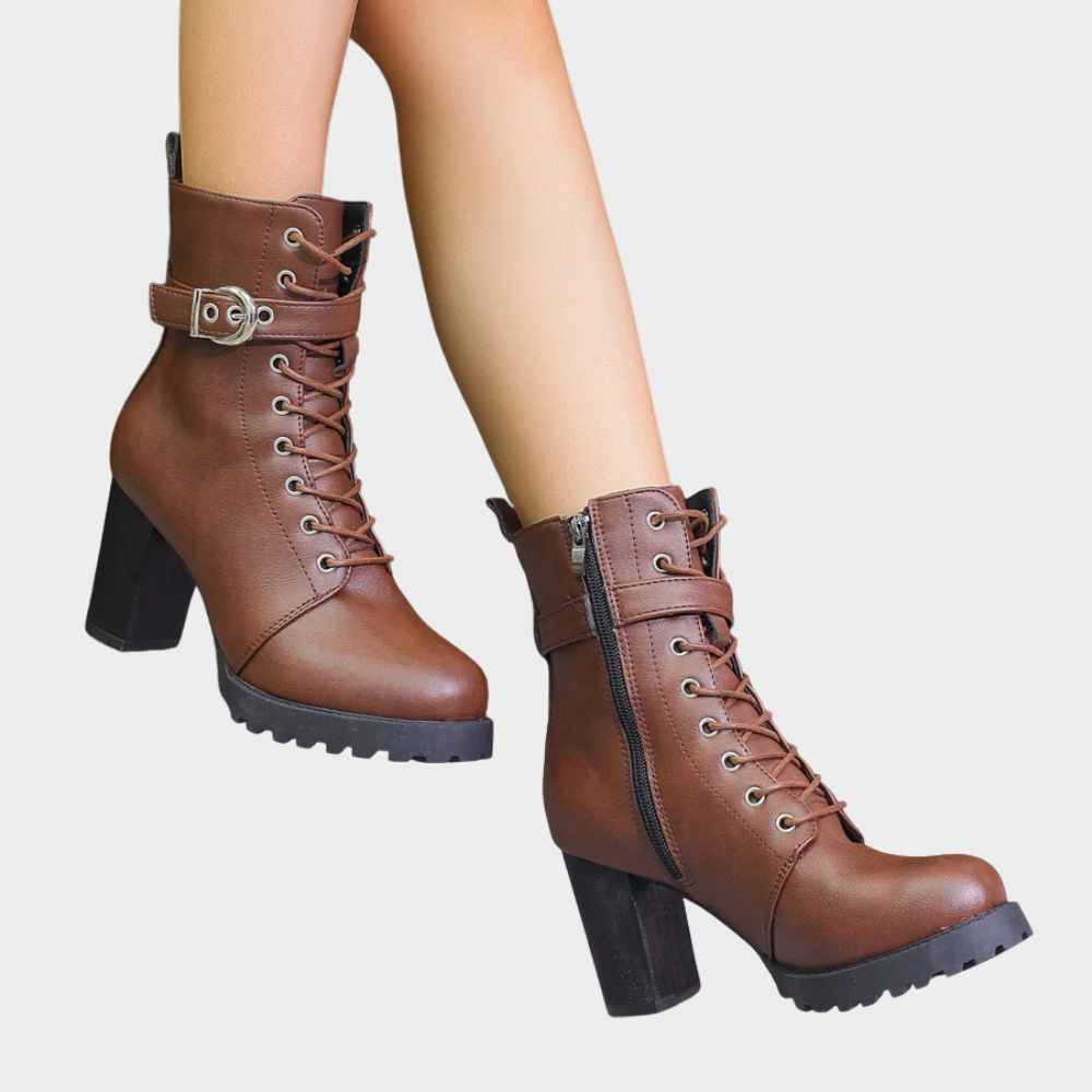 Quinn - Flared Heel Ankle Boots-15520005816693-Mirella Fiore