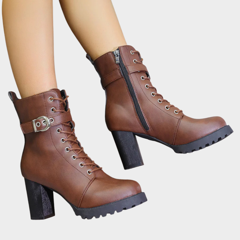 Quinn - Flared Heel Ankle Boots-15520005816693-Mirella Fiore