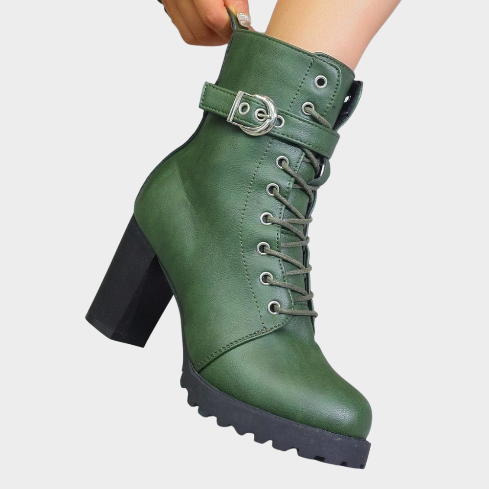 Quinn - Flared Heel Ankle Boots-15520005816693-Mirella Fiore