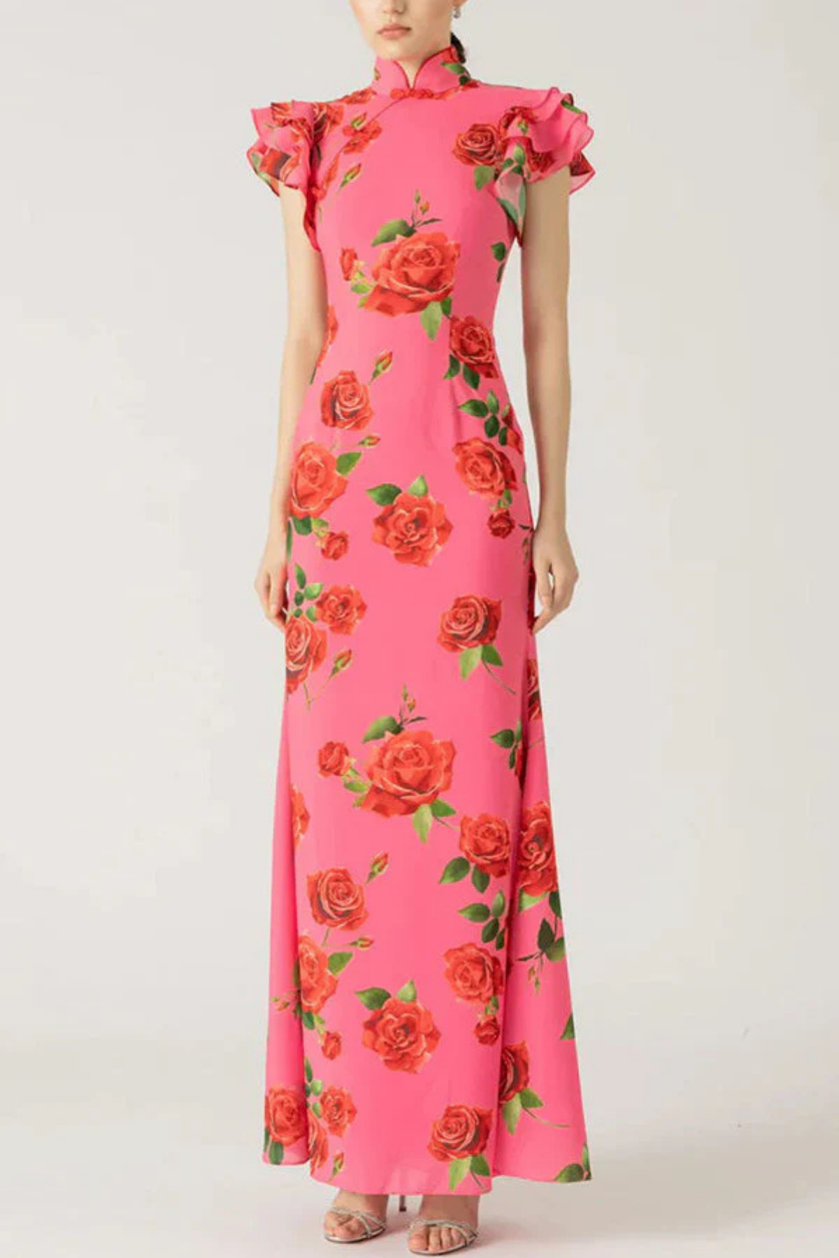 Ravennora – Floral ruffle – High-neck maxi dress-15260972024181-Mirella Fiore