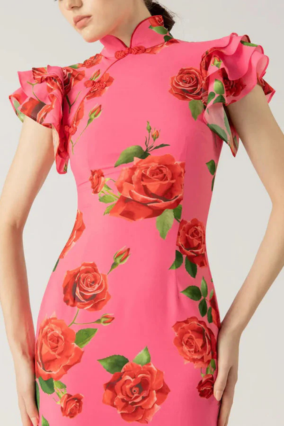 Ravennora – Floral ruffle – High-neck maxi dress-15260972024181-Mirella Fiore