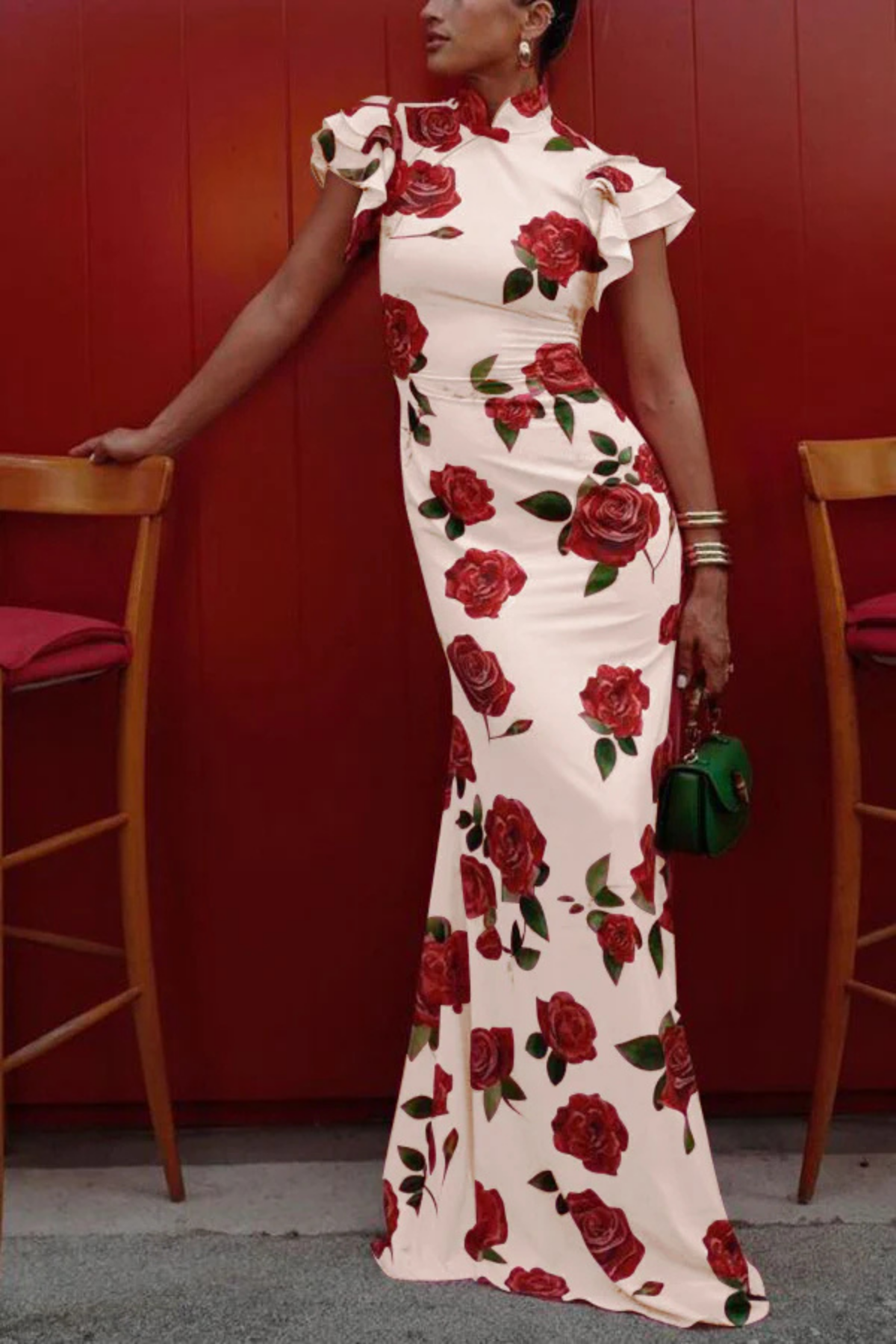 Ravennora – Floral ruffle – High-neck maxi dress-15260972024181-Mirella Fiore