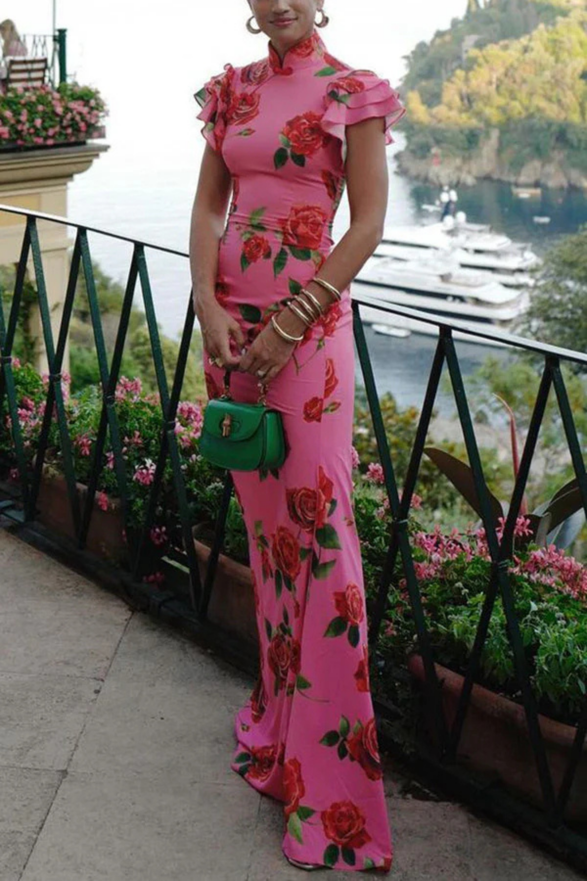 Ravennora – Floral ruffle – High-neck maxi dress-15260972024181-Mirella Fiore