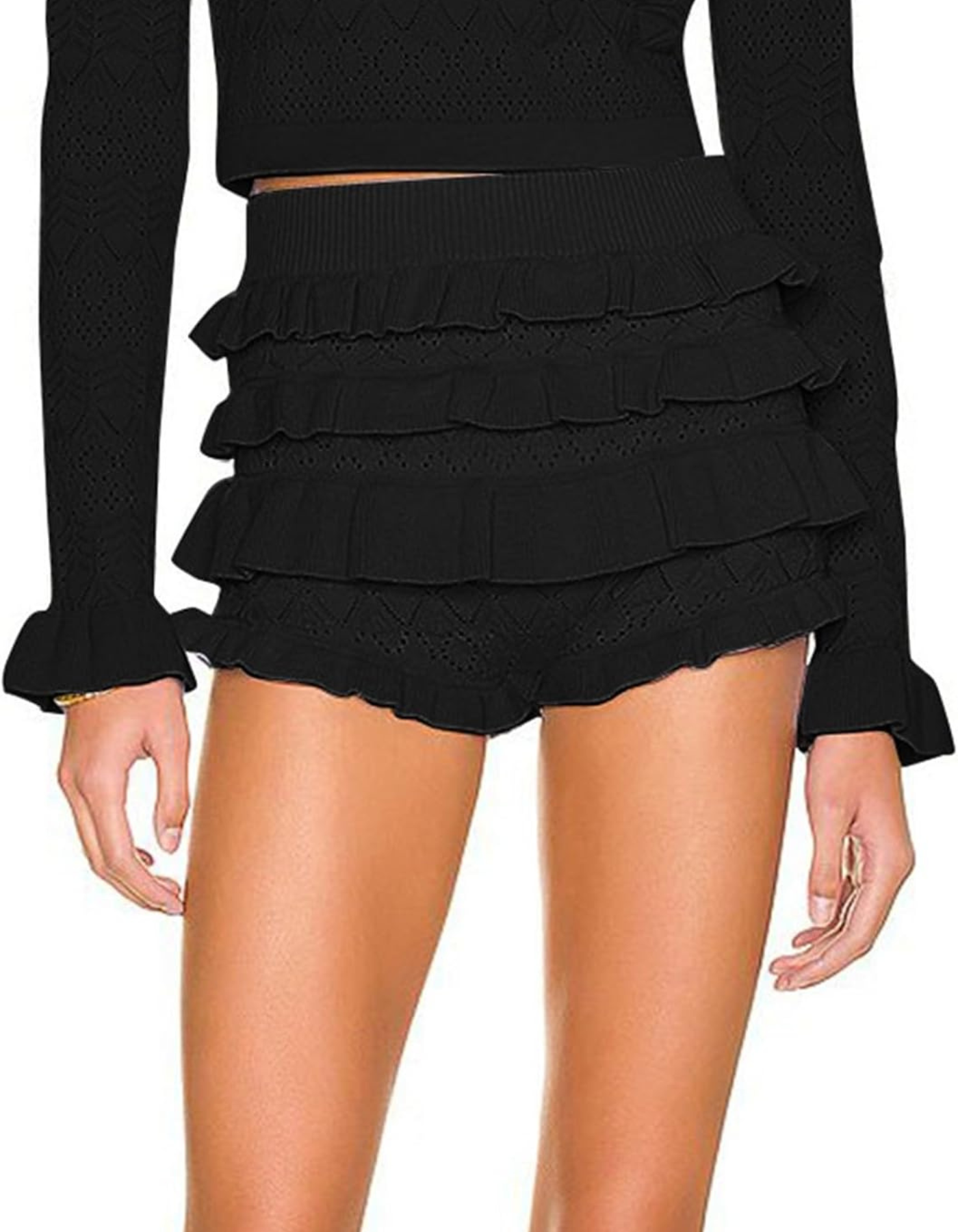 Raya – Ruffle knit – Mini shorts-15261073473909-Mirella Fiore